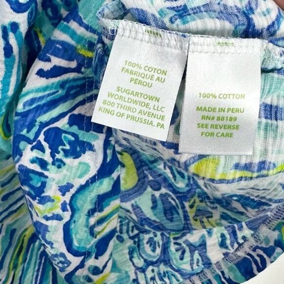 Lilly Pulitzer Cordelia Tank Fish Koi Pattern 100% Cotton XS Beach Summer - Picture 4 of 6